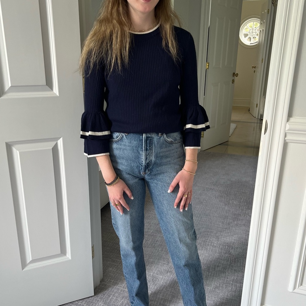 Frame Denim double ruffle cuff sweater